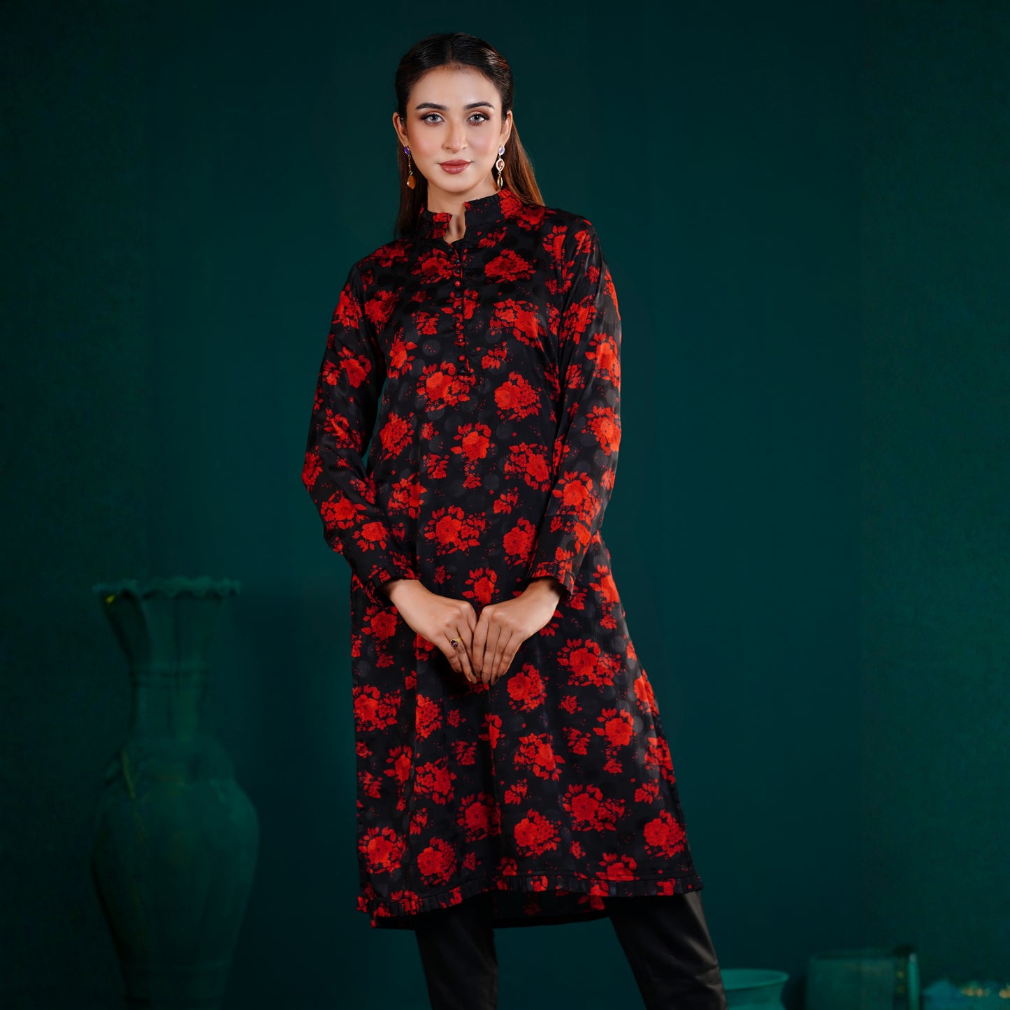 Royal Kurti (Red Floral Print)