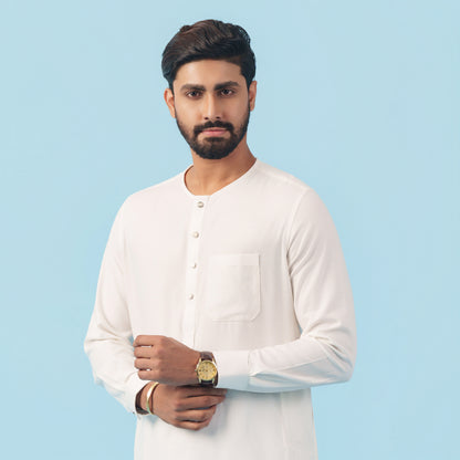 Royal Panjabi (White Round Neck)