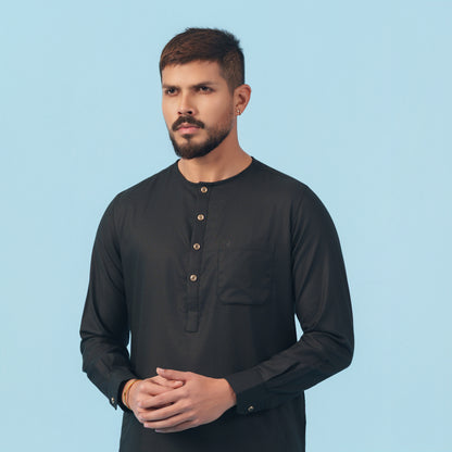 Royal Panjabi (Black Round Neck)