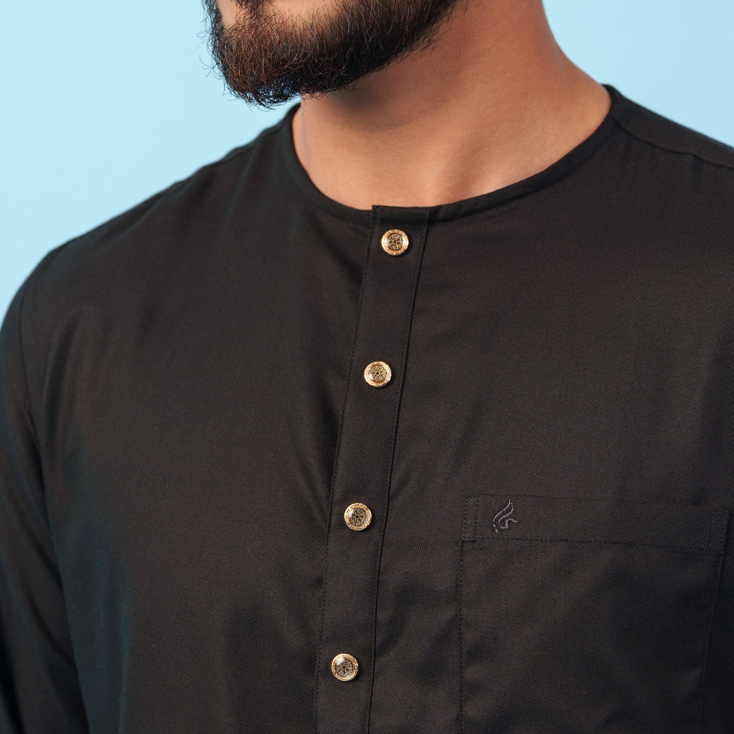 Royal Panjabi (Black Round Neck)