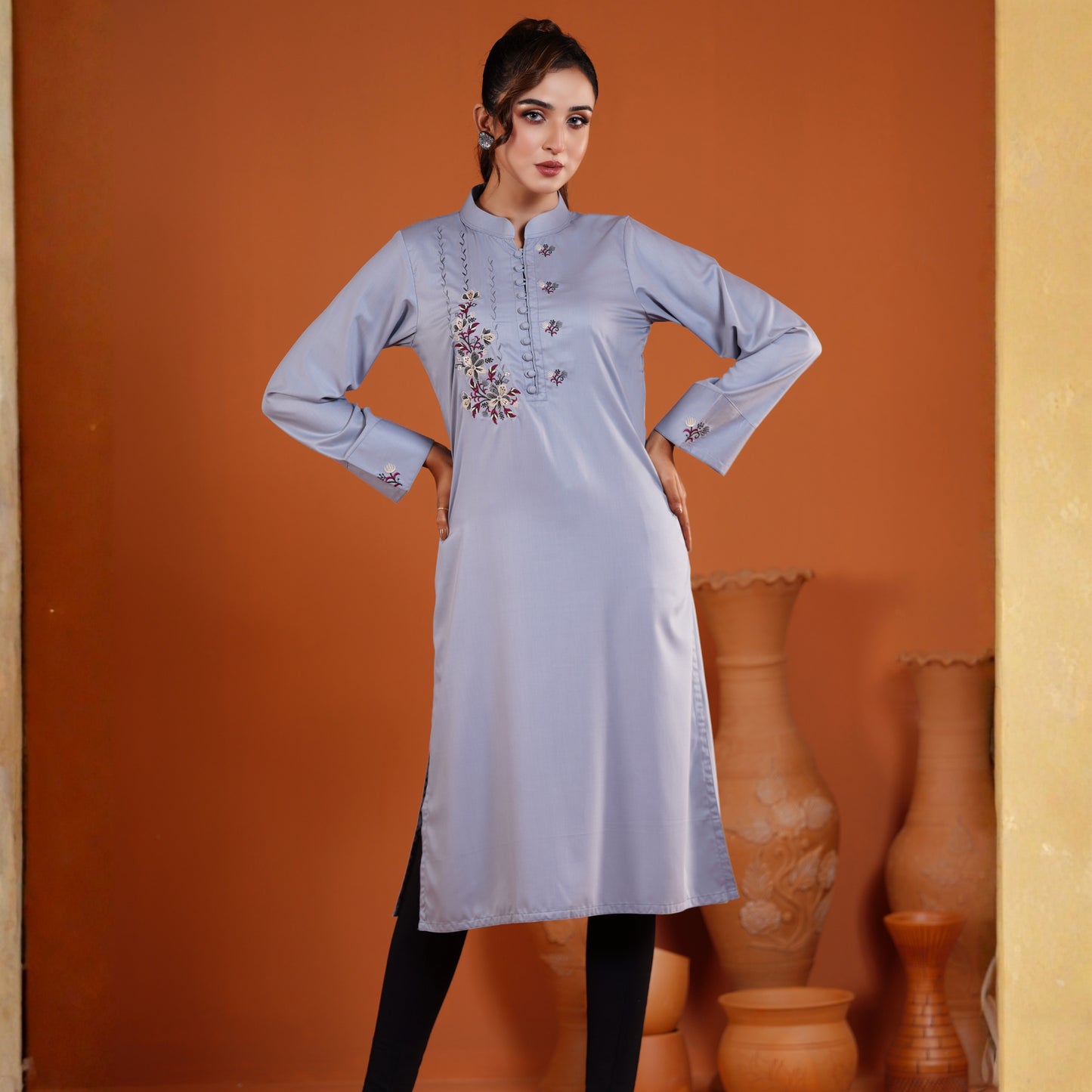 Imperial Kurti (Minimal Pastel Sage)