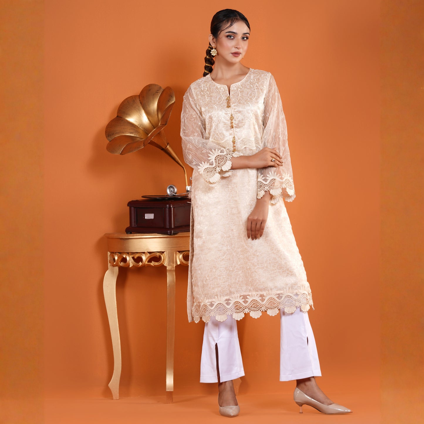 Imperial Kurti (Cream Gold)