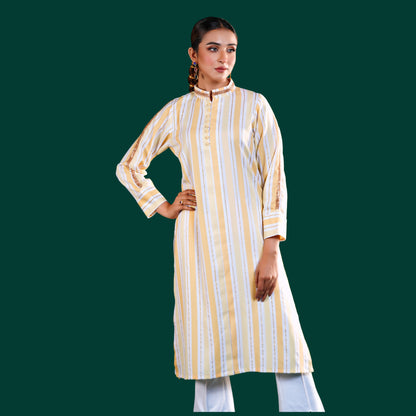 Signature Kurti (Yellow & White Stripe)