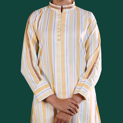 Signature Kurti (Yellow & White Stripe)