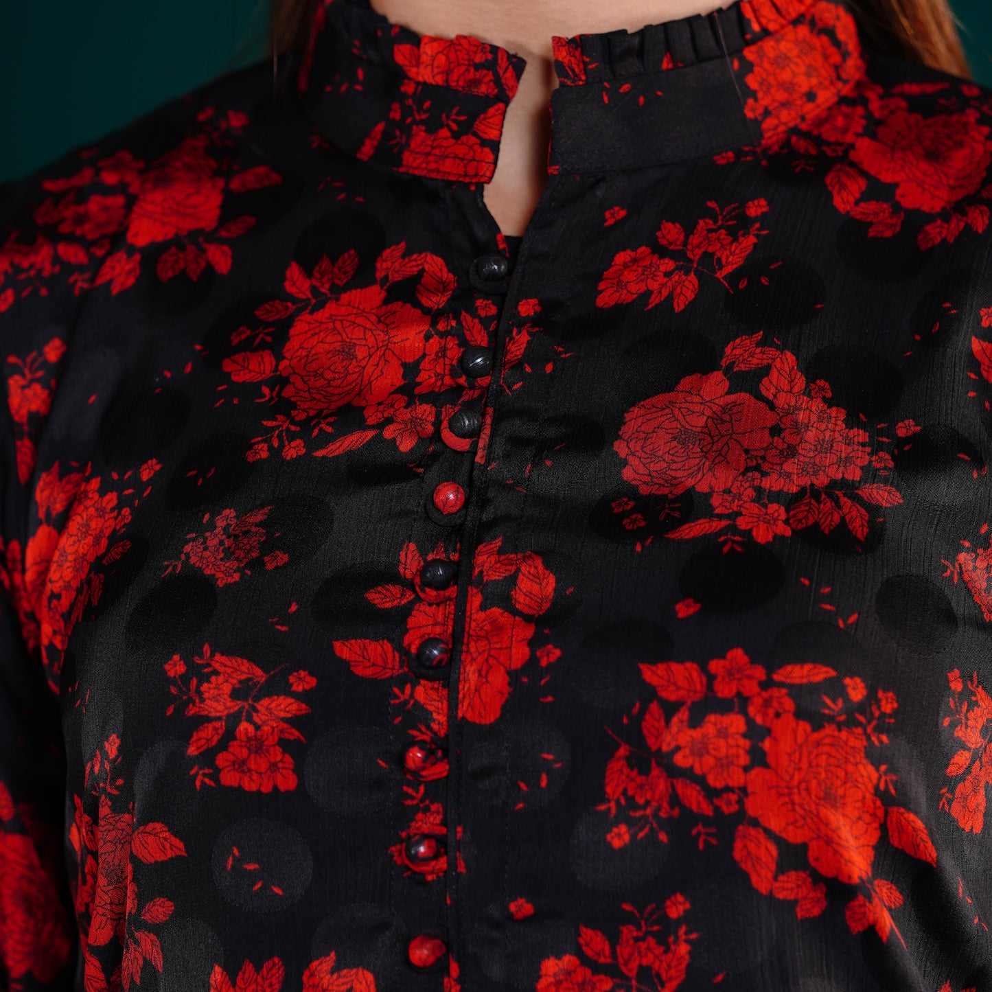 Royal Kurti (Red Floral Print)